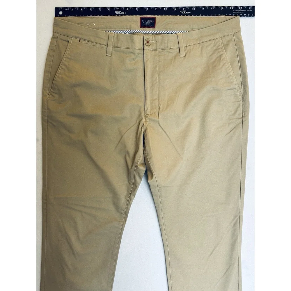Untuckit‎ Mens Chino Pants Size 38x32 St. Clair Straight Leg Tan Cotton Blend